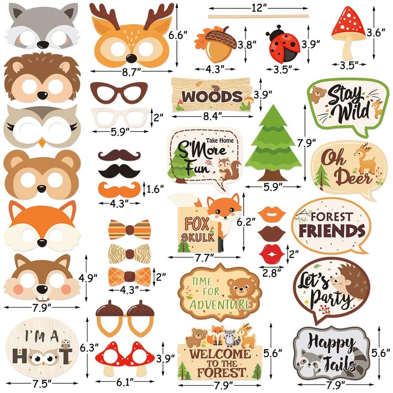 Yaaaaasss! 35 PCS Woodland Animal Photo Booth Props Wild One Camping Forest Theme Party Favors Decorations for Woodland Creatures Baby Shower Birthday Party Supplies - Image 3